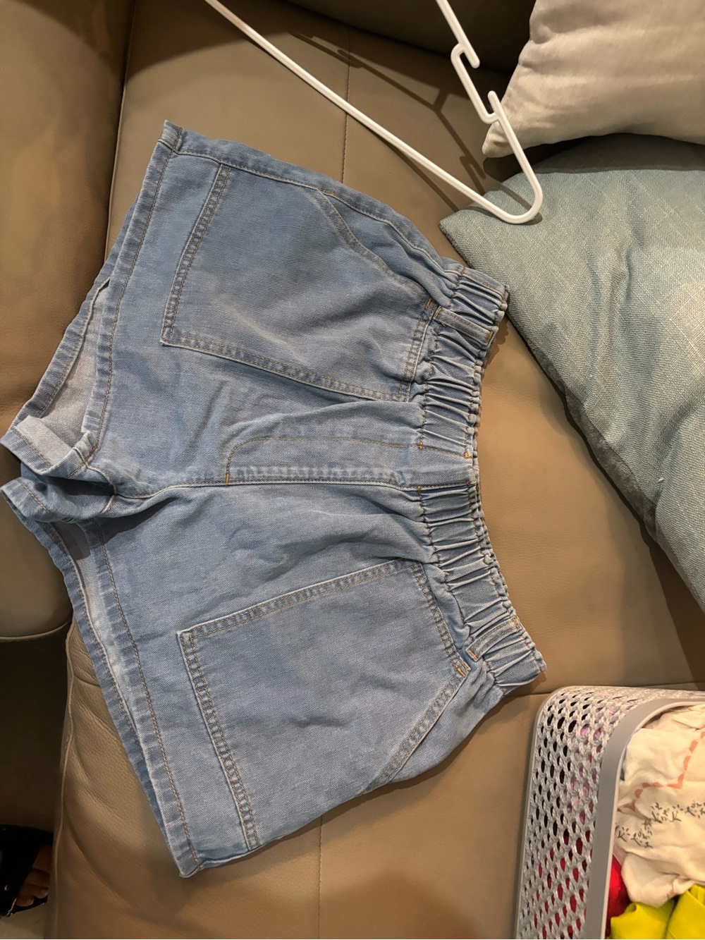 Target Light Blue Elastic-Waist Denim Shorts